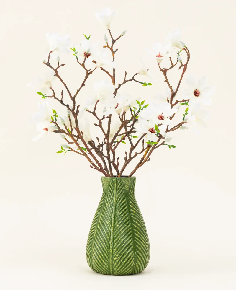 Zijden kunstbloemen boeket Magnolia wit