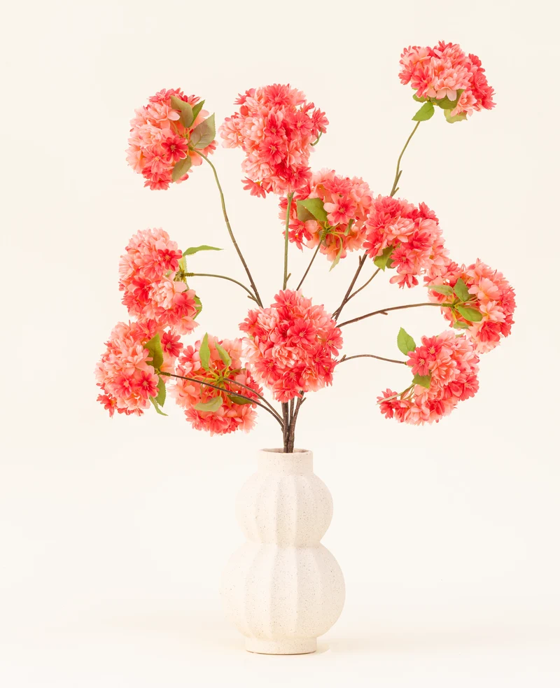 Zijden kunstbloemen boeket Kersenbloesem Koraal