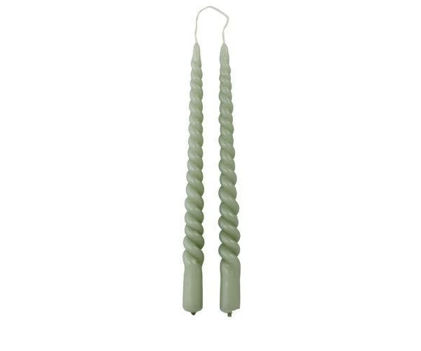 Swirl kaarsen set van 2 - Dusty Green