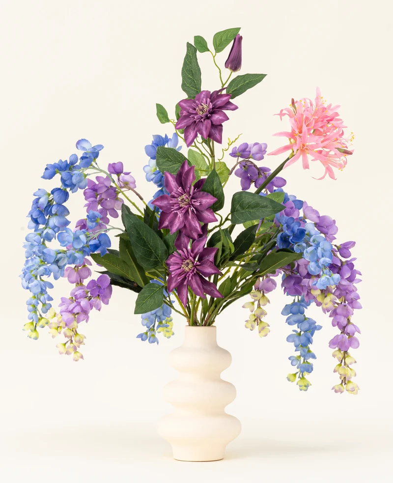 Zijden kunstbloemen boeket Indigo Dreams