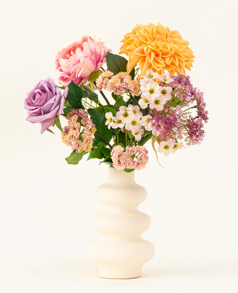 Zijden kunstbloemen boeket Peach Delight