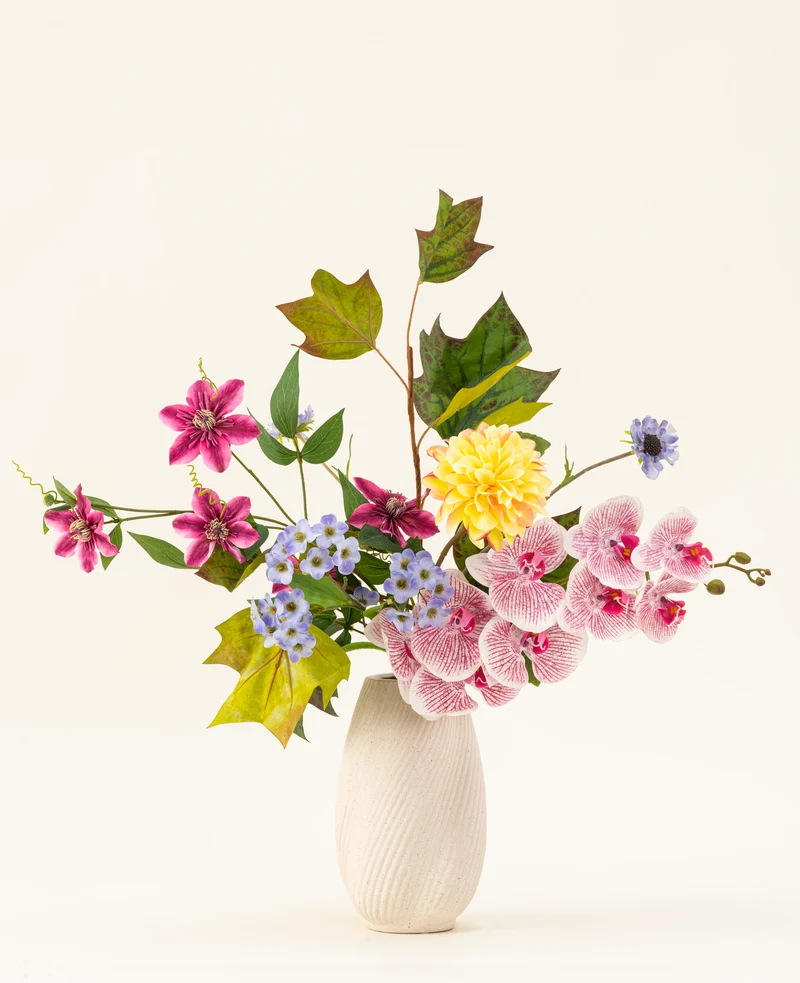 Zijden kunstbloemen boeket Aurora Garden