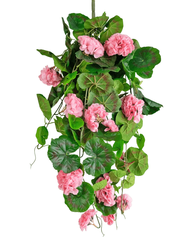 Kunst hangplant Geranium 75 cm roze