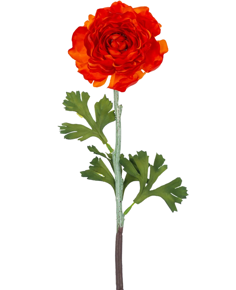 Kunstbloem Ranunculus 51 cm donker oranje