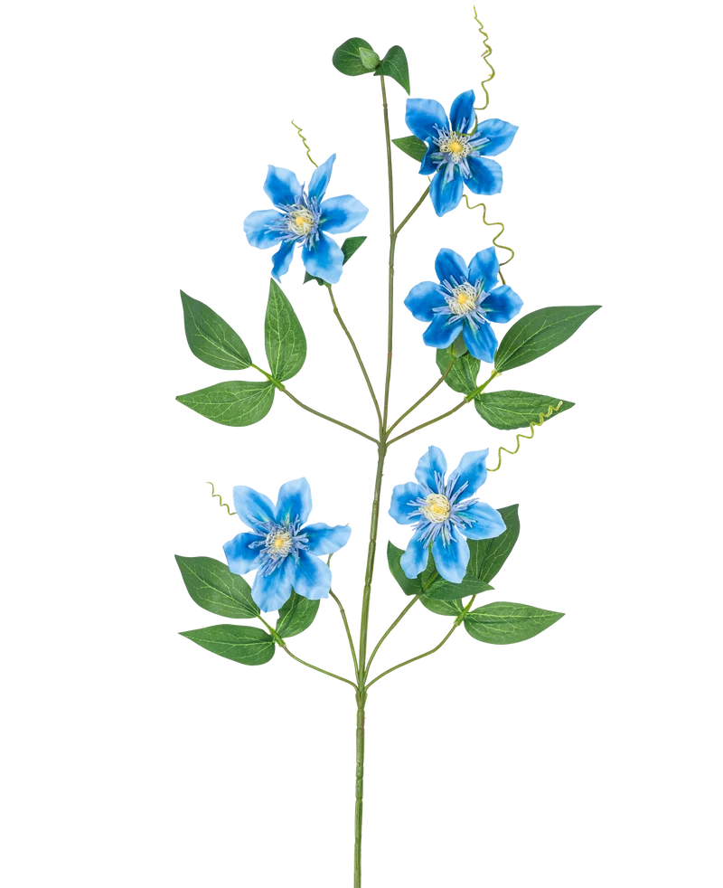 Kunstbloem Clematis dubbel 82 cm blauw