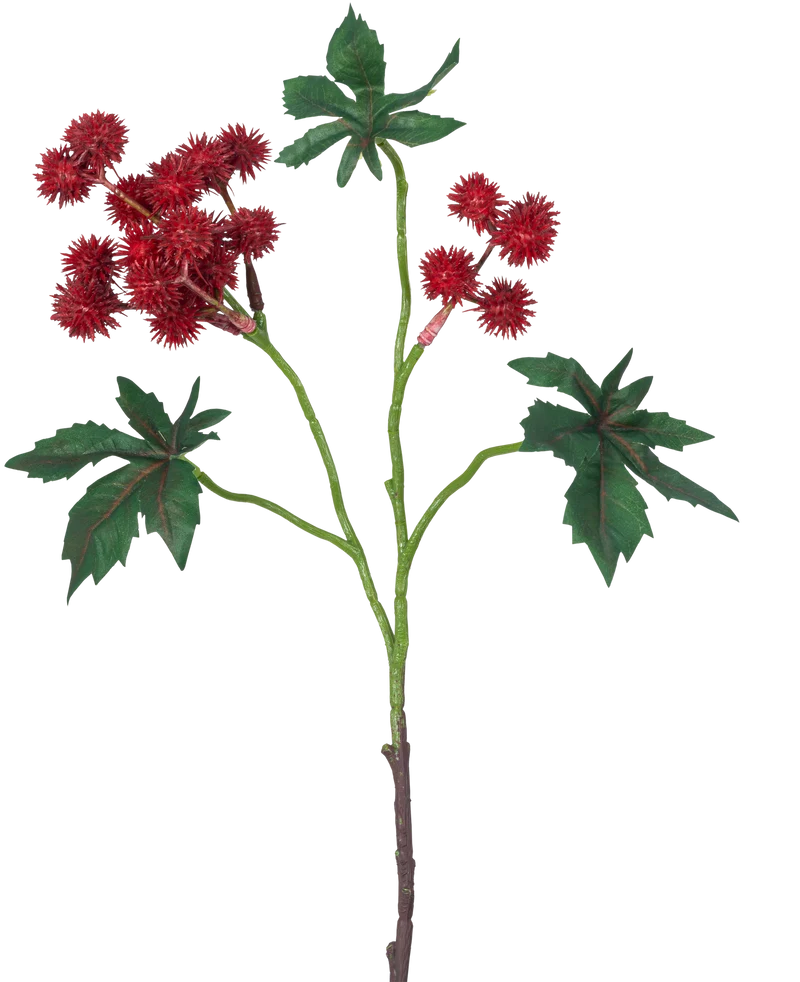 Kunsttak Ricinus 43 cm wijnrood