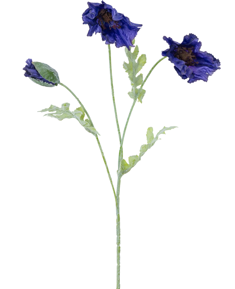 Kunstbloem Poppy 73 cm donker blauw