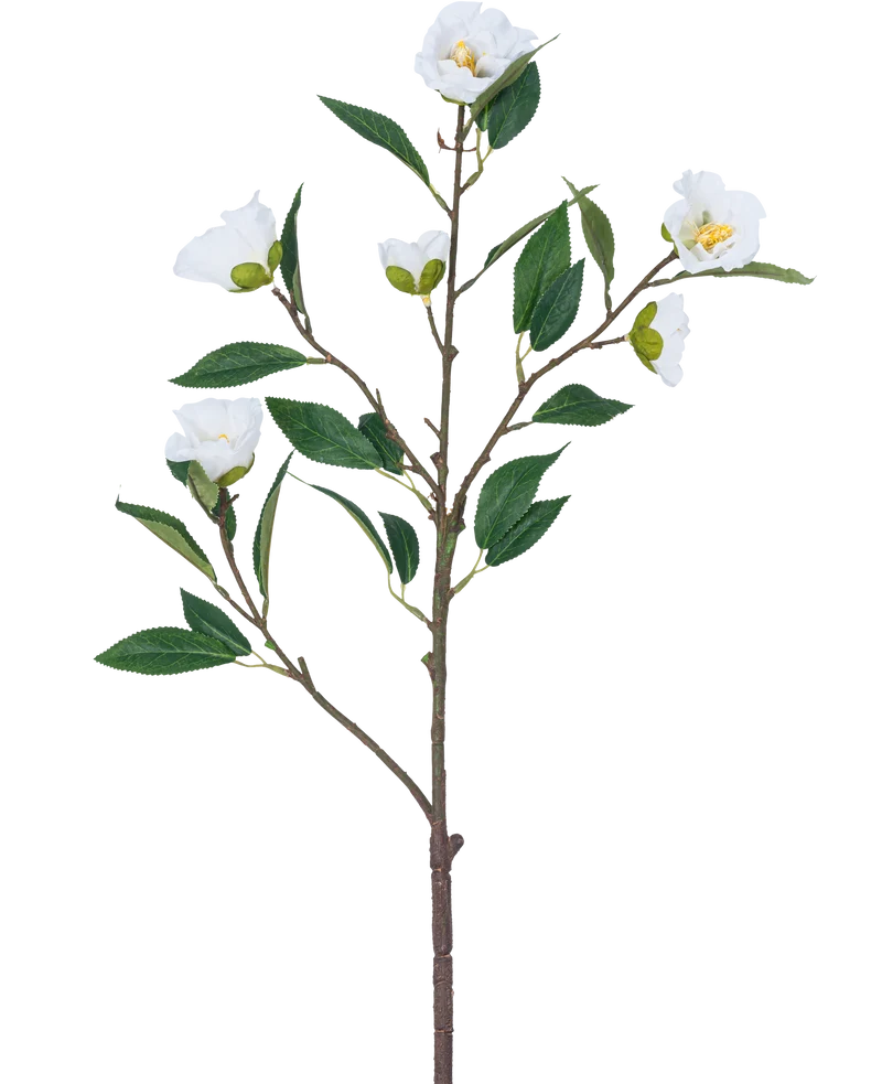 Kunstbloem Camellia 80 cm wit