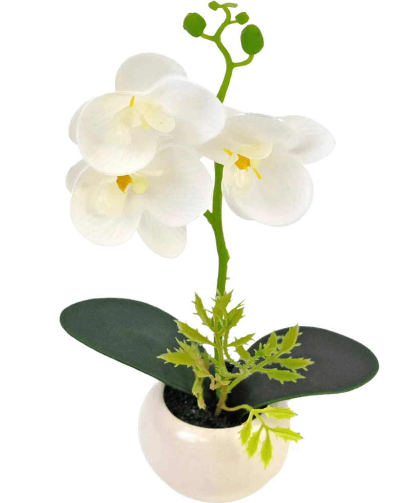 Kunst Orchidee 28 cm wit in pot