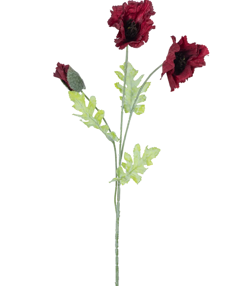 Kunstbloem Poppy 73 cm bordeaux