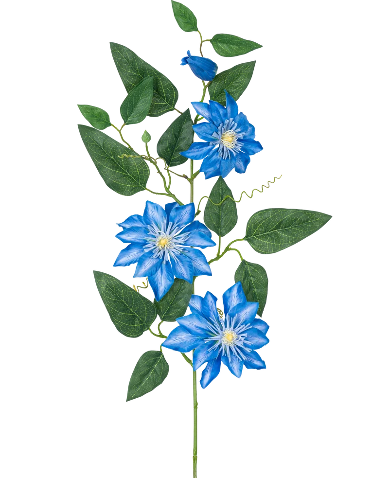 Kunstbloem Clematis groot 81 cm blauw