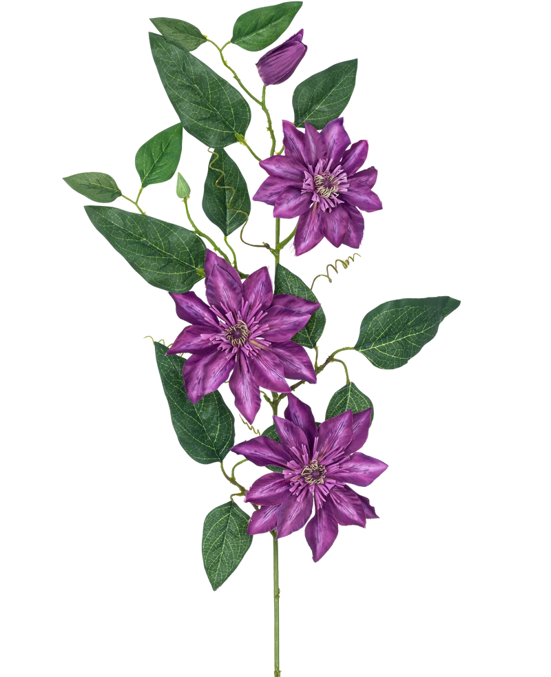 Kunstbloem Clematis groot 81 cm paars