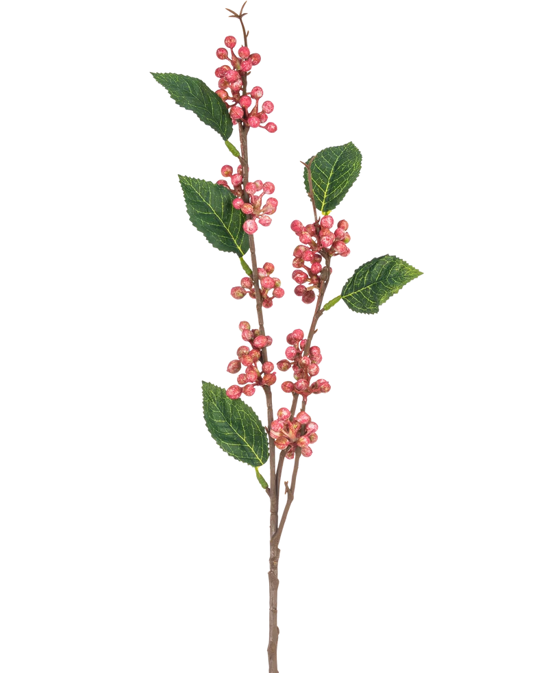 Kunsttak Berries 64 cm roze