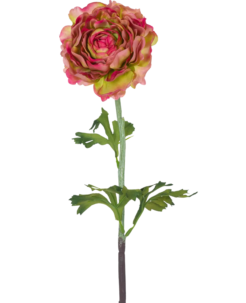 Kunstbloem Ranunculus 51 cm roze/groen