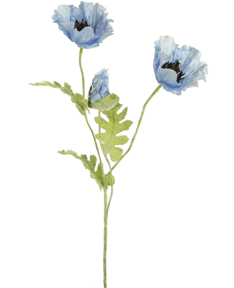 Kunstbloem Poppy 73 cm blauw