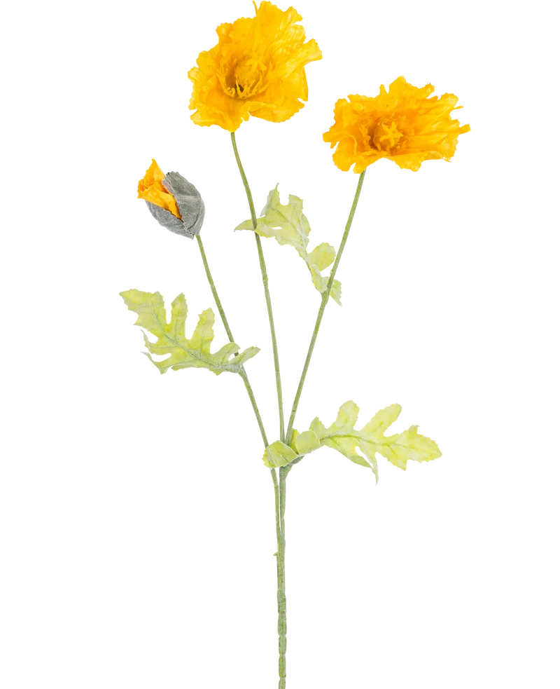 Kunstbloem Poppy 73 cm geel