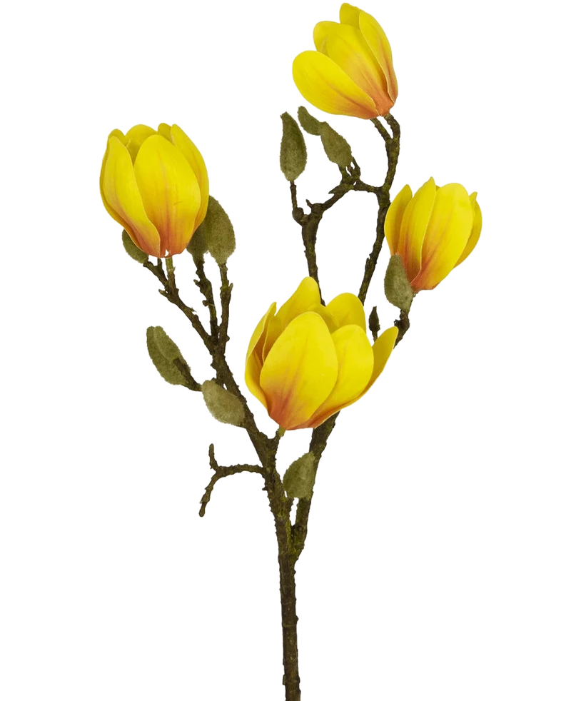 Kunstbloem Magnolia 50 cm geel/oranje