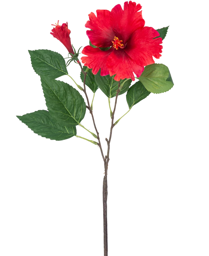 Kunstbloem Hibiscus 63 cm rood