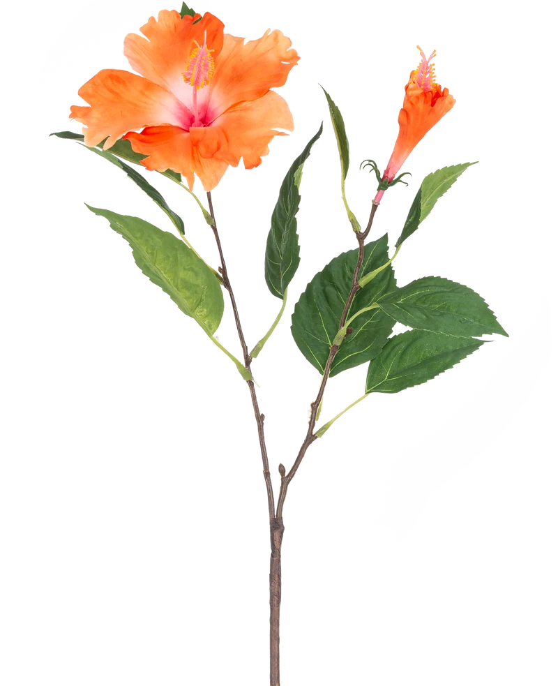 Kunstbloem Hibiscus 64 cm oranje