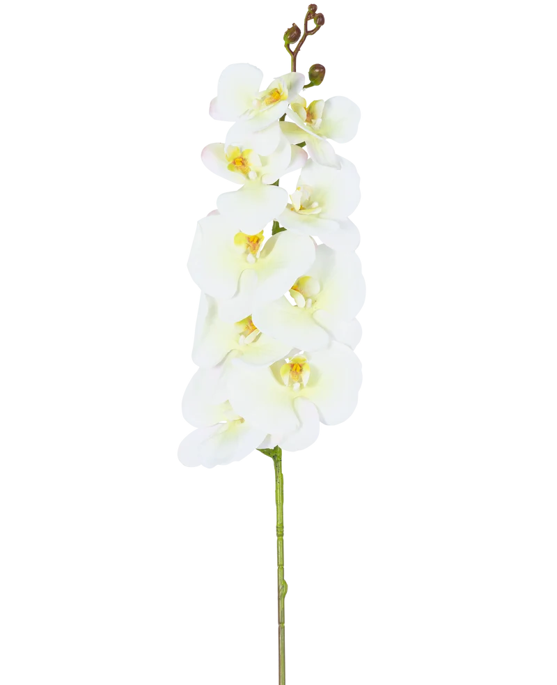 Kunst Orchidee Real Touch Deluxe 105 cm wit/geel