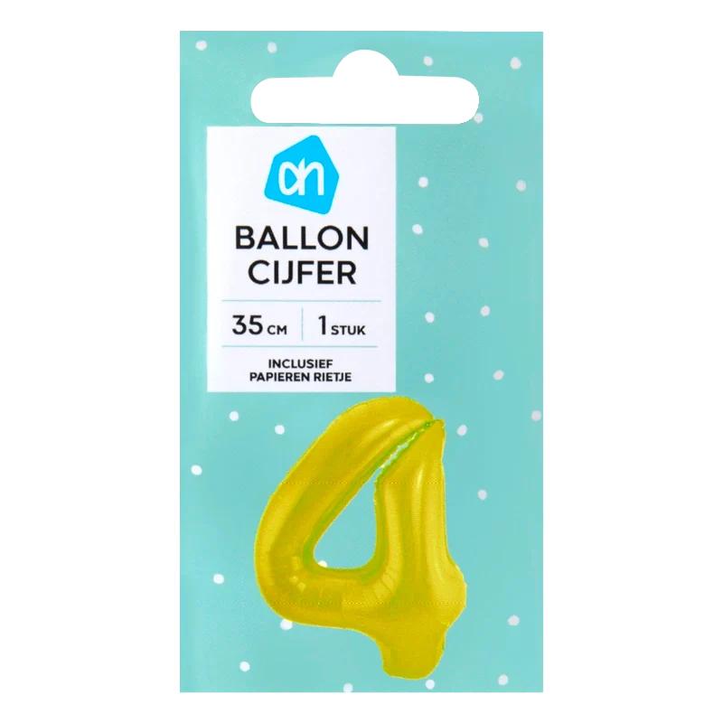 Folieballon nr 4 goud 36cm