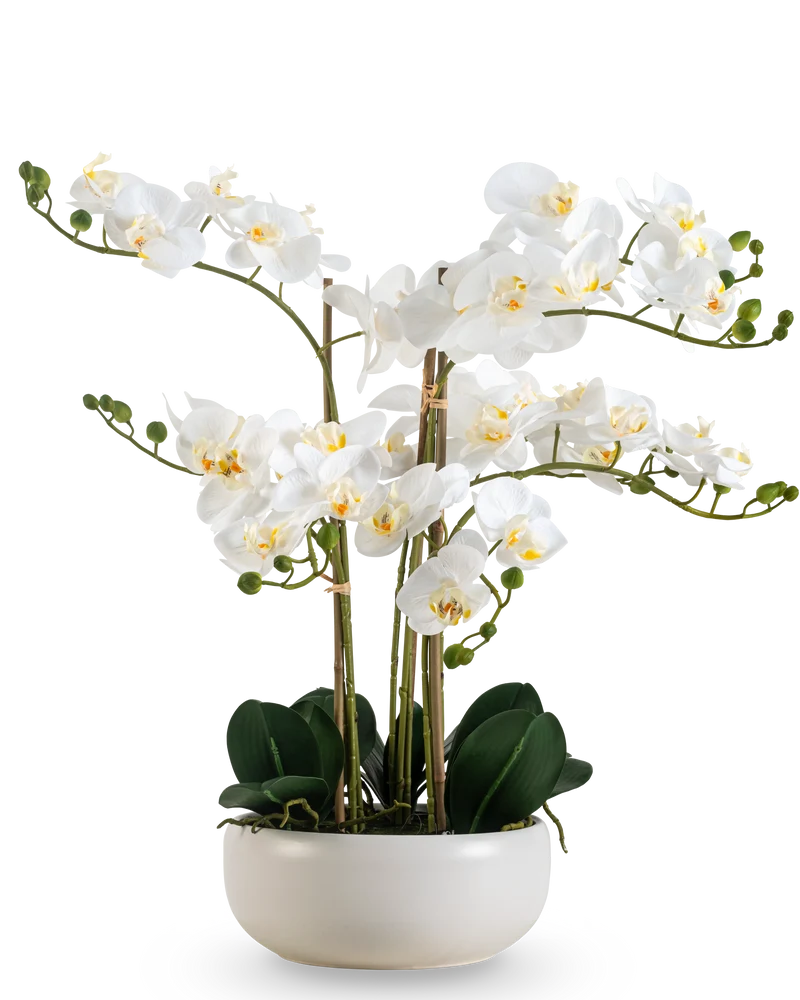 Kunst Orchidee Real Touch 50 cm wit in pot wit