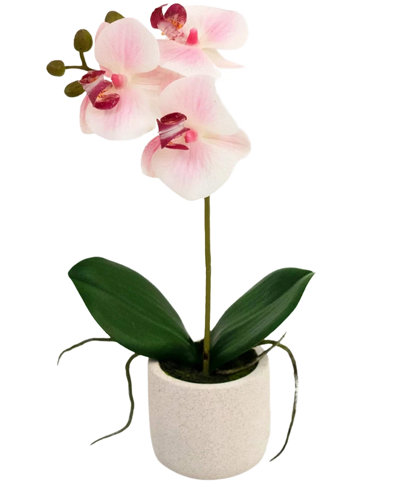 Kunst Orchidee Real Touch 30 cm roze/wit