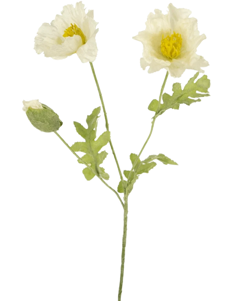 Kunstbloem Poppy 73 cm wit