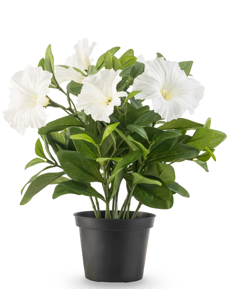 Kunstbloem Petunia plant UV 25 cm wit
