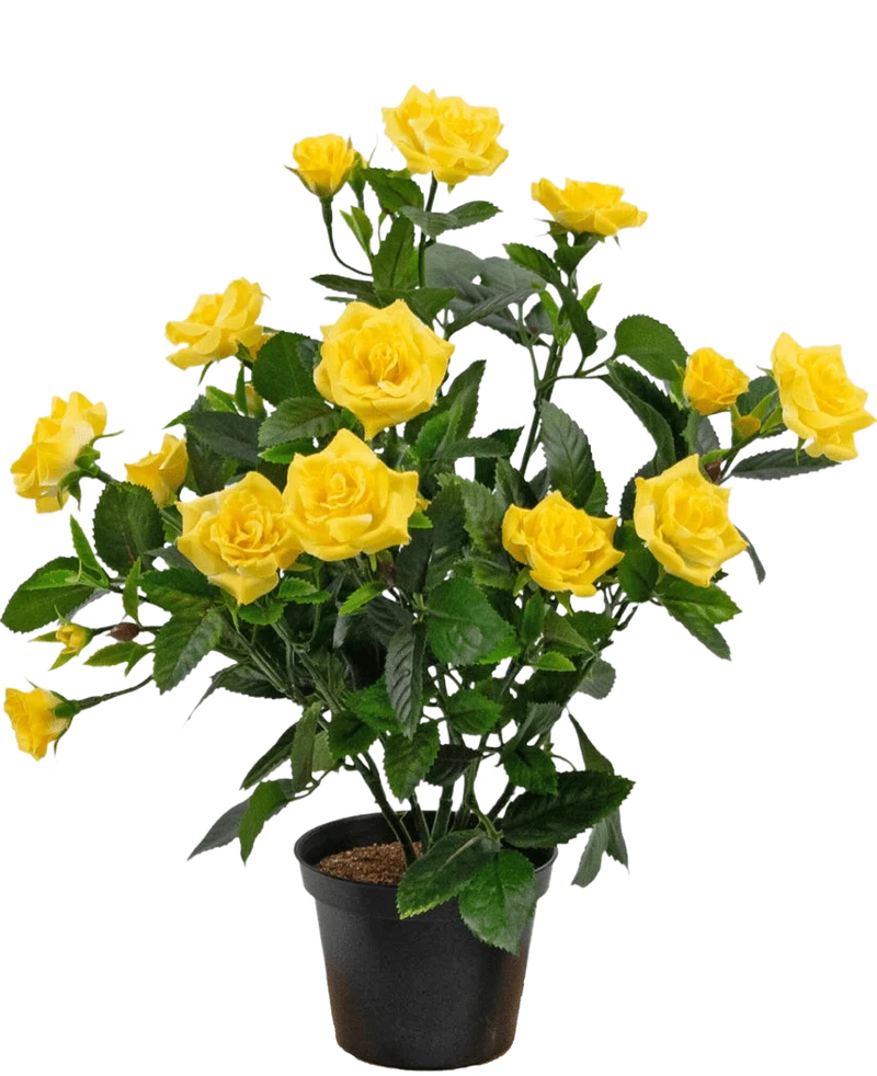 Kunstplant Mini Rose UV 35 cm geel