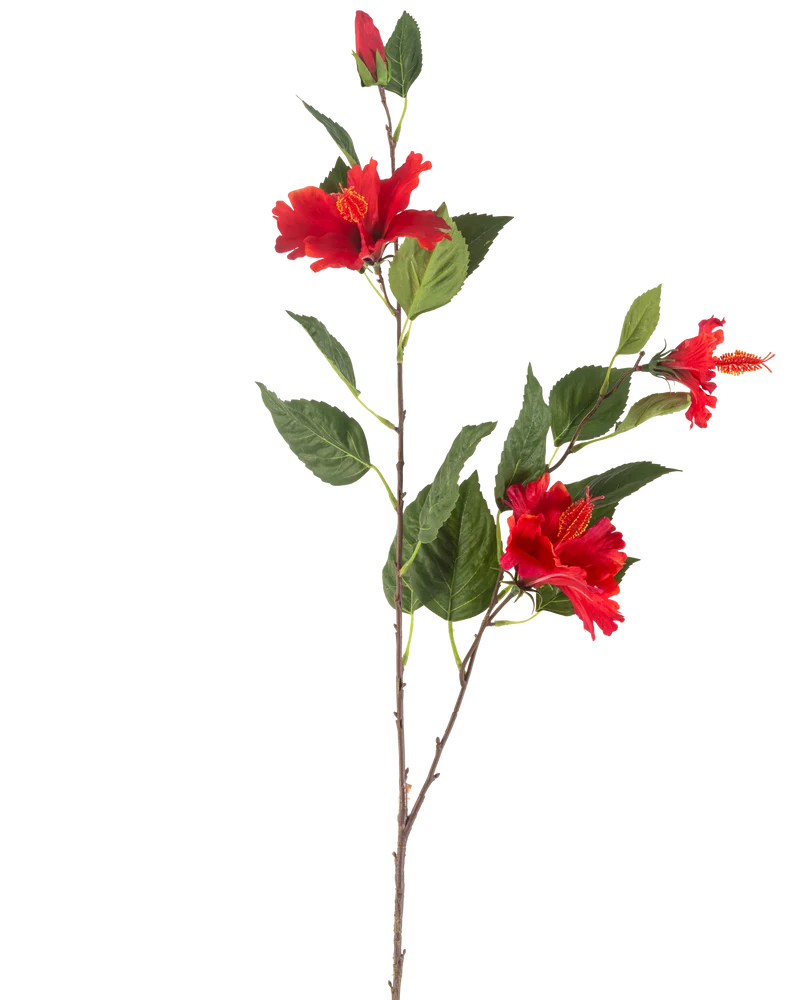 Kunstbloem Hibiscus 89 cm rood