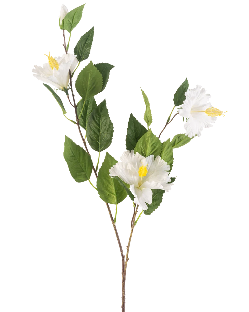 Kunstbloem Hibiscus 89 cm crème