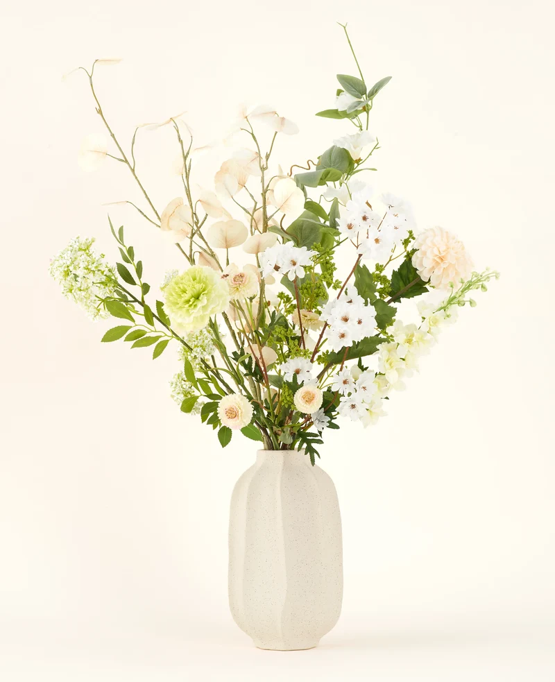 Zijden kunstbloemen boeket Claire de Lune