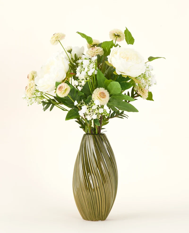 Zijden kunstbloemen boeket White Love