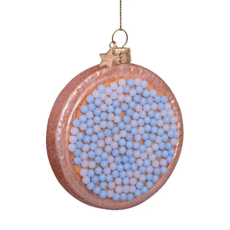 Kerstornament - Vondels Beschuit met muisjes blauw