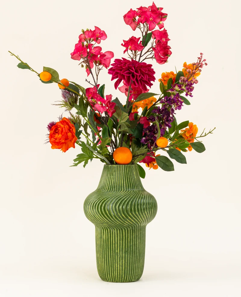 Zijden kunstbloemen boeket Fiesta Sunset