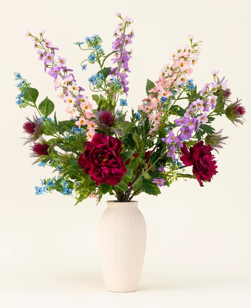 Zijden kunstbloemen boeket Moonlit Meadow