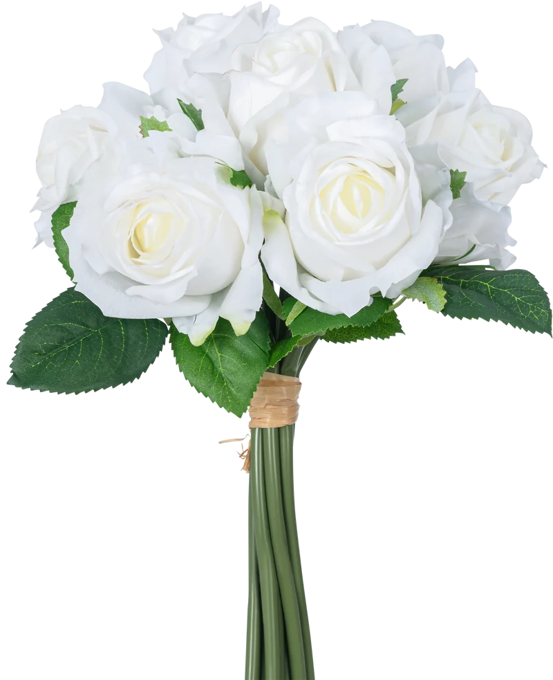 Kunstrozenboeket 7 Rozen Real Touch Wit 30 cm