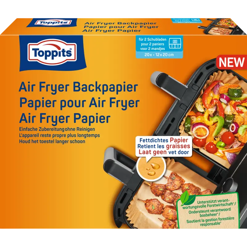 Toppits Air fryer bakpapier 12x20cm
