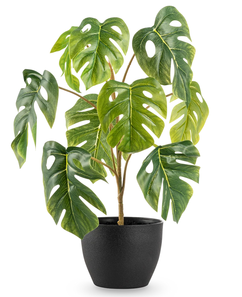 Kunst Monstera 40 cm in sierpot zwart
