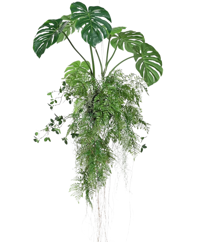 Kunst hangplant Monstera/Varen bal 100 cm XL