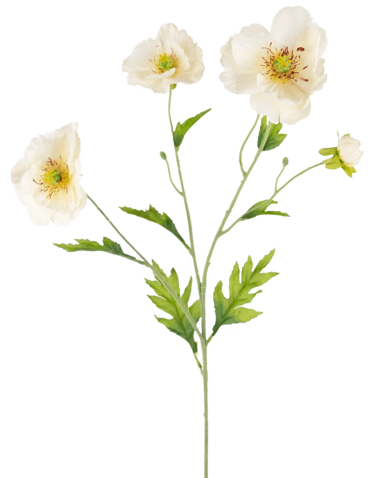 Kunst Klaproos Real Touch Crème/geel 65cm
