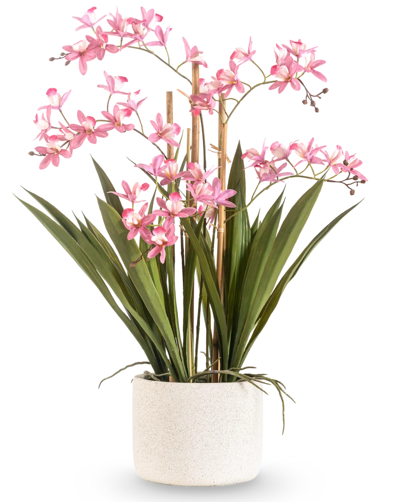 Kunstplant Mini Cymbidium Real Touch 58 cm roze