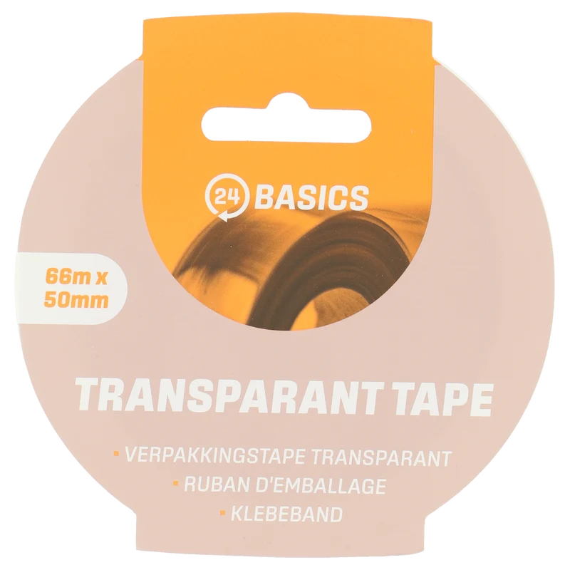 24Basics Verpakkingstape transparant 66m x 50mm