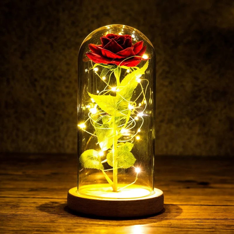 LED Eeuwige Roos onder Glazen Stolp - Romantisch Cadeau