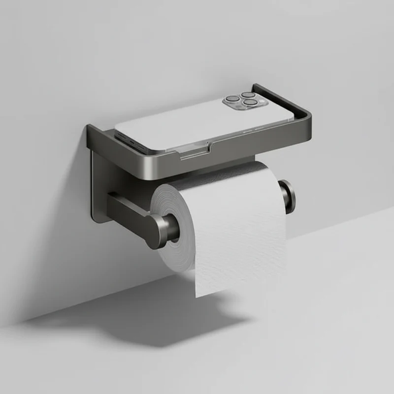 Stijlvolle Toiletpapierhouder met Telefoonhouder & Opbergvak