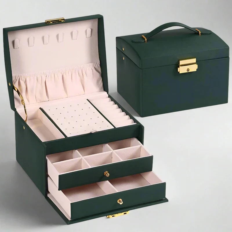 Vrouwen Luxe Sieradendoos met 3 Lagen Fluwelen Voering