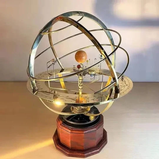 Handgemaakt Zonnestelselmodel - Grand Orrery met Planeten en Manen