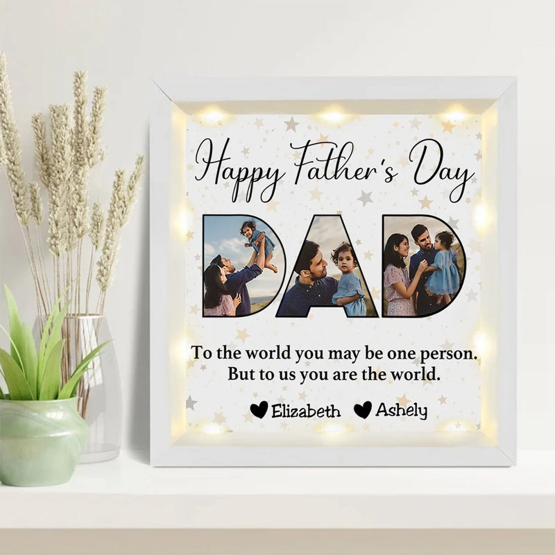 Gepersonaliseerde Lichtgevende Fotolijst - Vaderdag Cadeau