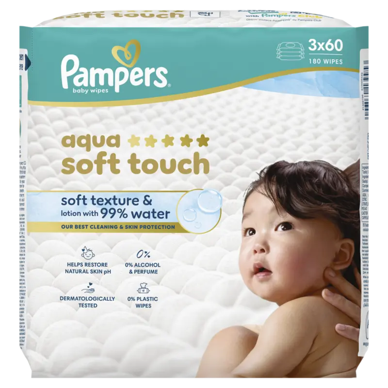 Pampers Aqua soft touch wipes 3-pack